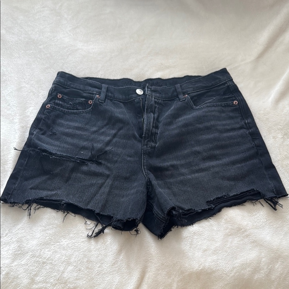 American Eagle Outfitters Black Ripped Jean Shorts